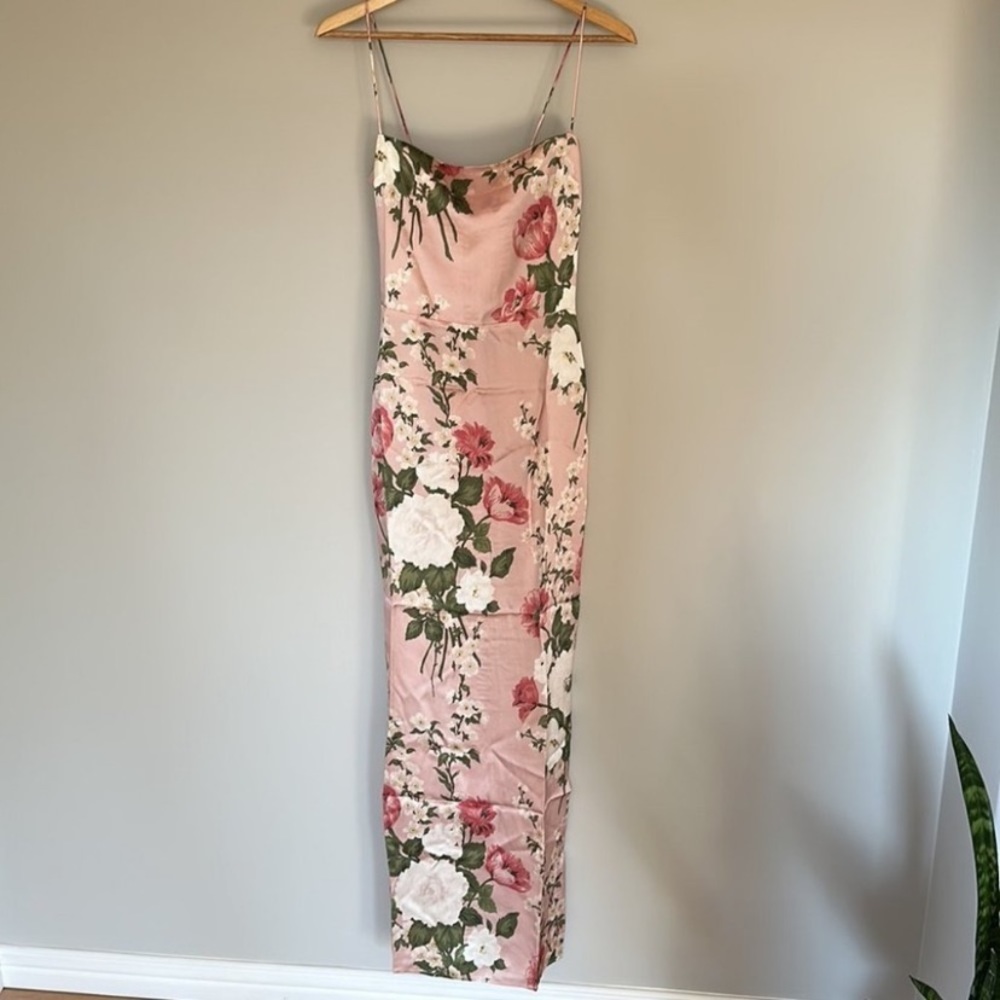 Reformation Frankie Silk Dress in Pink Floral - size  4